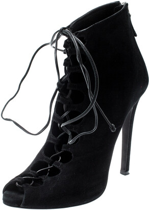Black Suede Cutout Ankle Boots | Shop 