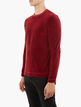 Our Legacy Red Long-Sleeved Velour T-Shirt