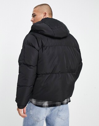 Night Addict oversized puffer jacket with hood in black - ShopStyle
