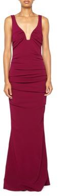 Nicole Miller Ruched Sleeveless Gown