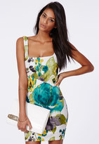 Thumbnail for your product : Missguided Scuba Bodycon Mini Dress Green Floral