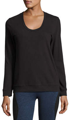 Lanston Strappy-Back Long-Sleeve Performance Pullover, Black