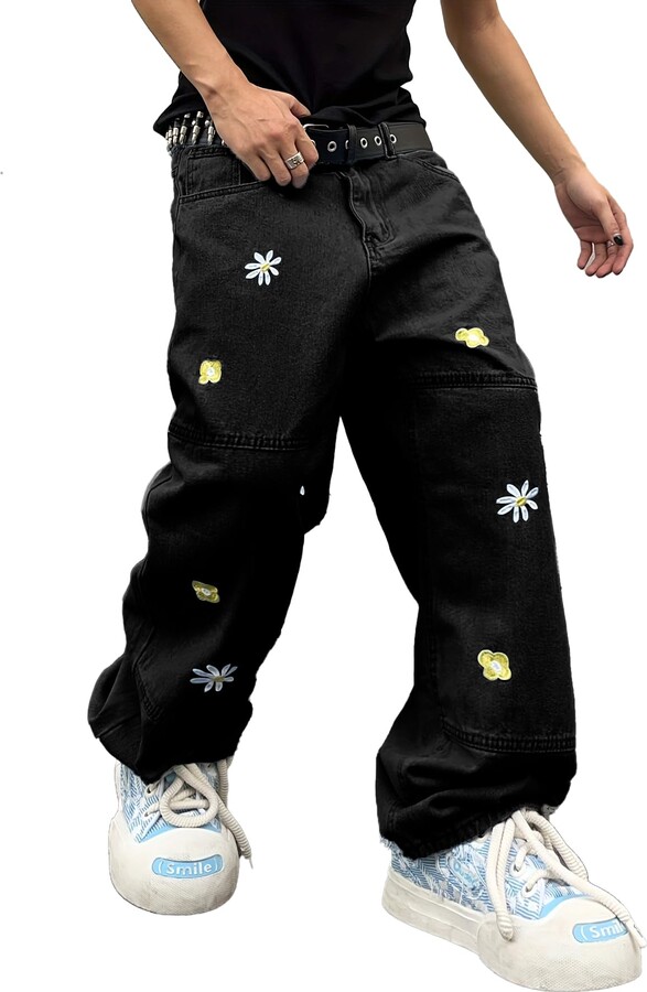 Zewool Herren Baggy Jeans Weitschnitt - Y2K Skaterhose Mit Stretch Für Streetwear