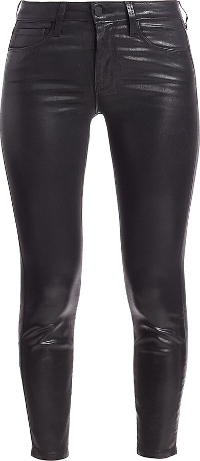 L'Agence Women's Margot Skinny Mid-Rise Ankle Skinny Coated Jeans - Black Coated - Size 23