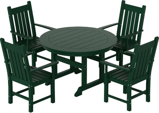 WestinTrends5PieceOutdoorPatioDiningSetOutdoorRoundTableandArmchairSetDarkGreen