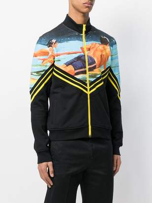 No.21 surfer print zip-up sweatshirt