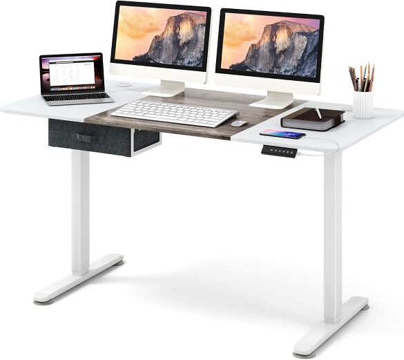 Costway CostwayElectricStandingDesk55''x28''HeightAdjustableSitStandwithUSBChargingPortGrey