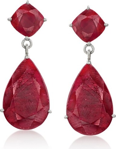 Ross-Simons Ross-Simons26.50ct.t.w.OpaqueRubyDropEarringsinSterlingSilver