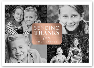 Shutterfly Sending Thanks Thank You Card, Pearl Shimmer Cardstock, Square