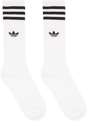 adidas Three-Pack White Solid Crew Socks