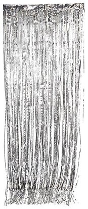 Adorox Tinsel Metallic Silver Gold Pink Foil Fringe Curtains Party Wedding Event Decoration (4, Silver)