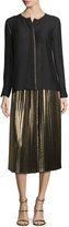 Thumbnail for your product : Elizabeth and James Lucy Pleated Lamé; Midi Skirt, Gold