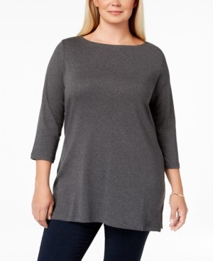 Karen Scott Plus Size Cotton Tunic Top, Created for Macy's