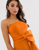 Thumbnail for your product : Laced In Love bandeau maxi scuba dress with bow detail in burnt orange
