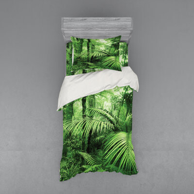 Ambesonne Green Microfiber Duvet Cover Set