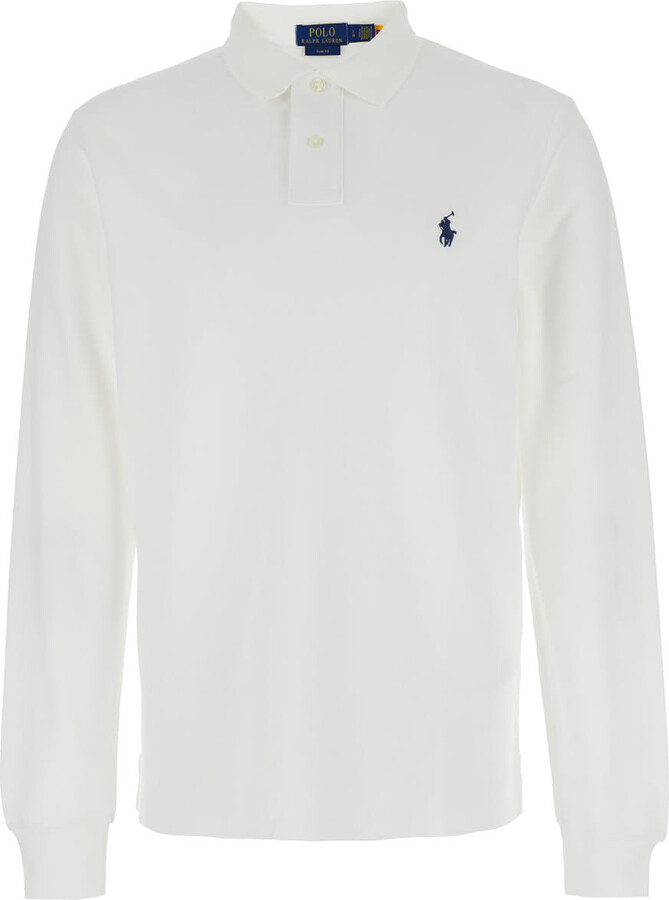 Polo Ralph Lauren 'slim Fit' White Polo With Classic Collar And Embroidered Pony Logo On The Front In Cotton Man