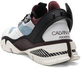 Thumbnail for your product : Calvin Klein Leather Carla Sneakers in White, Azure & Burgundy | FWRD