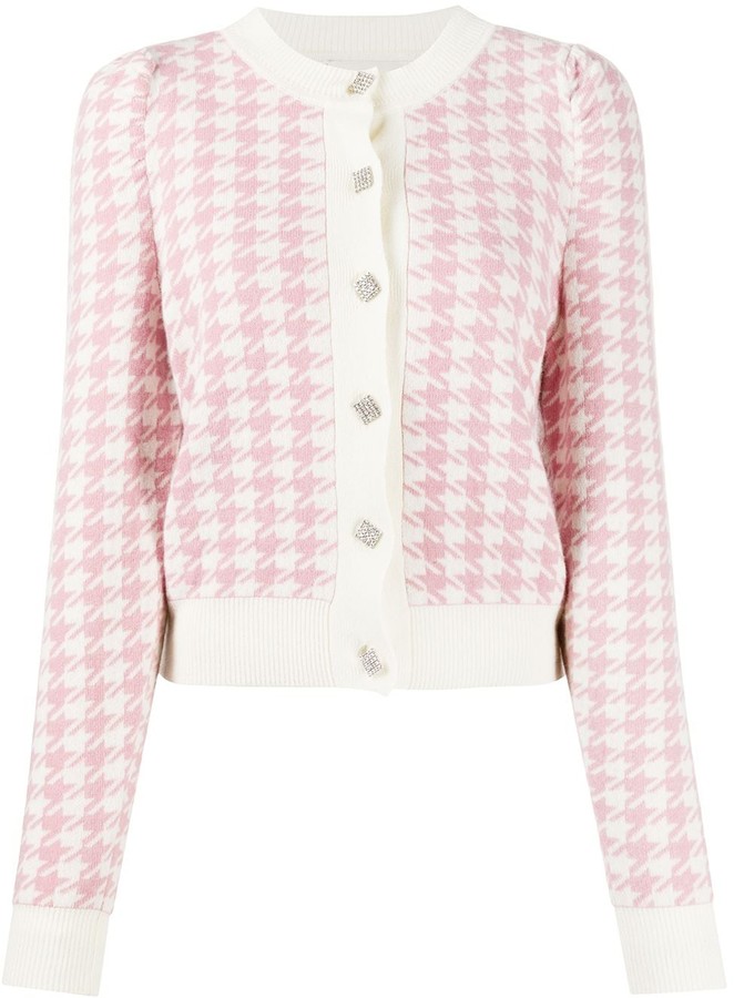 pink houndstooth cardigan