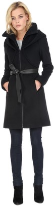 Soia & Kyo ARYA Slim fit wool coat with dramatic hood in Black