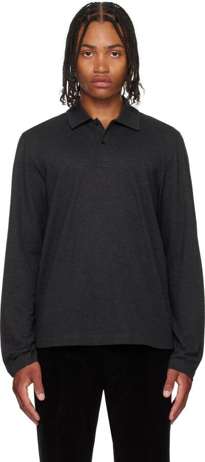 Ferragamo Gray Long Sleeve Polo