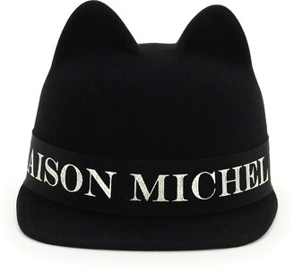 Womens Hats Maison Michel Hats Black Black Maison Michel Felt Jamie Hat With Logo in Black 