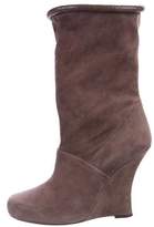 Thumbnail for your product : Tabitha Simmons Stingray-Trimmed Mid-Calf Boots