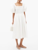 Thumbnail for your product : Horror Vacui Laura Scalloped Cotton Midi Dress - White