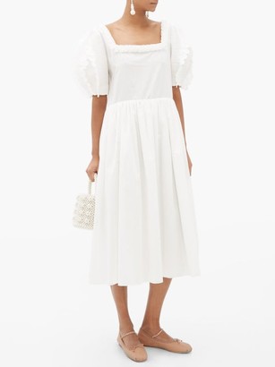 Horror Vacui Laura Scalloped Cotton Midi Dress - White