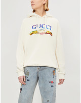 Thumbnail for your product : Gucci Women's Purple Sequinned Logo Print Cotton Jersey Hoody, Size: M