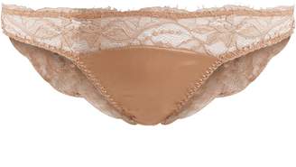Fleur of England Caramel sheer-lace and satin briefs