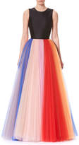 Carolina Herrera Sleeveless Evening Gown w/ Pleated Tulle Skirt