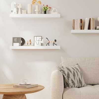 Latitude Run Floating Shelves For Wall Wall Mounted Wood Shelves For Bathroom Bedroom Living Room Kitchen Hanging Shelf With Invisible Brackets For StorageBo