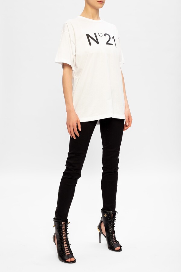 N°21 N21 T-shirt With Logo Women's White - ShopStyle