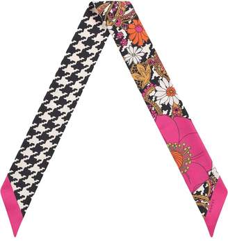 Gucci Silk neck bow with retro flowers and houndstooth