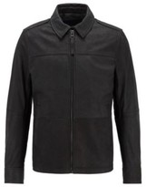 Thumbnail for your product : HUGO BOSS Goat-leather jacket with denim-effect lining
