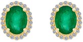 Thumbnail for your product : Premier 8x6mm Oval Emerald & Diamond Stud Earrings, 14K