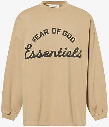 Essentials Mens Faded Dune Training 90S Long-Sleeve Cotton-Jersey T-Shirt Xl