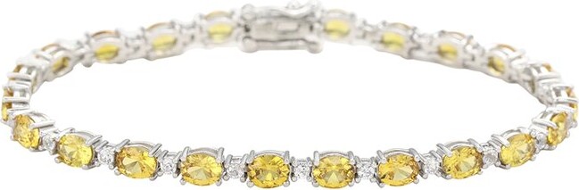 Suzy Levian Silver 0.02 ct. tw. Diamond & Sapphire Bracelet