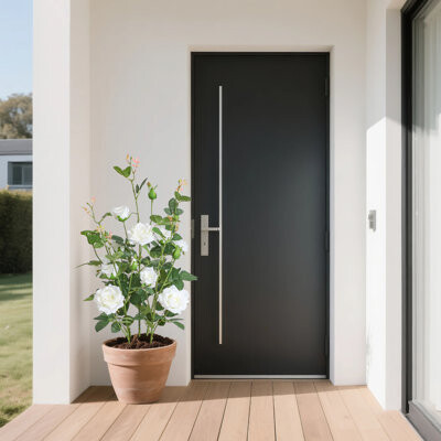 32" Artificial White Rose Tree Faux Plant with Base for outdoor indoor use