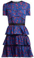 Thumbnail for your product : Self-Portrait Tiered Satin Dress - Womens - Navy Multi