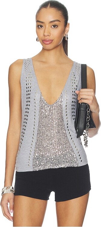 Jaded London Studded Sequin Tank