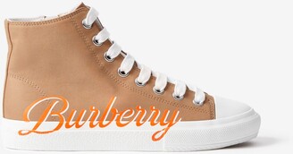Burberry Childrens Logo Script Gabardine High-top Sneakers Size: 2