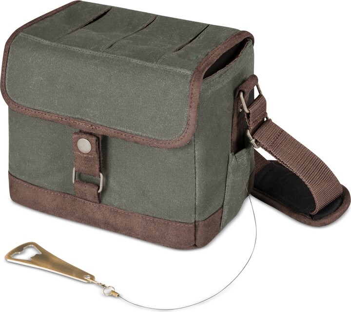 Picnic Time Legacy by Khaki Green & Brown Beer Caddy Cooler Tote with Opener