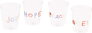 4pc Christmas Words Double Old Fashioned Glasses