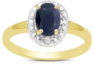 1.00 Carat TW Oval-cut Sapphire and Diamond Accent Ring Gold Plated (IJ-I2-I3) (September)