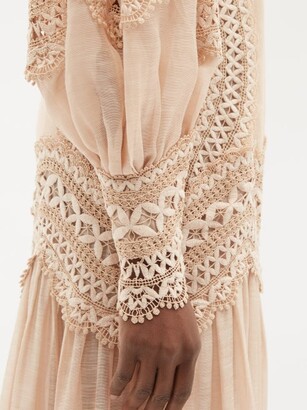 Zimmermann Postcard Macramé-lace Linen-blend Dress - Beige
