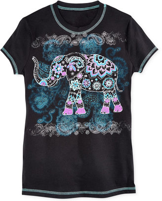 Beautees Girls' Printed Elephant Graphic Tee