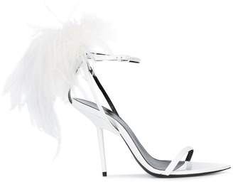 Saint Laurent feather trim Opyum sandals