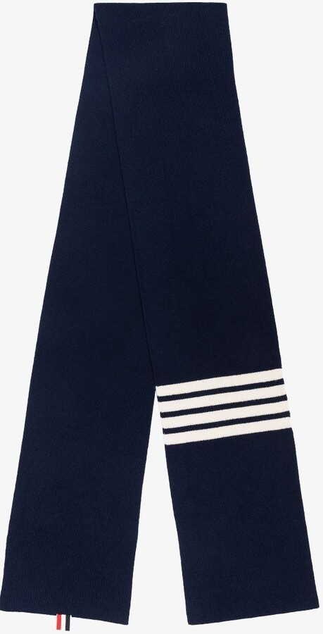 Thom Browne Navy 4-Bar Stripe Cashmere Scarf - ShopStyle Scarves