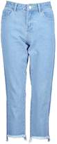 Thumbnail for your product : boohoo Petite Nadia Contrast Panel Step Hem Jean